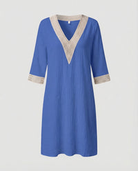 Charlotte Linen Midi Dress in Blue