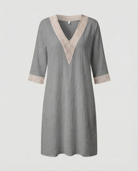 Charlotte Linen Midi Dress in Grey