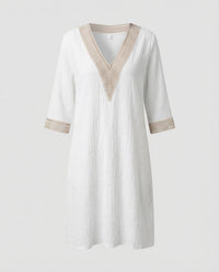 Charlotte Linen Midi Dress in White