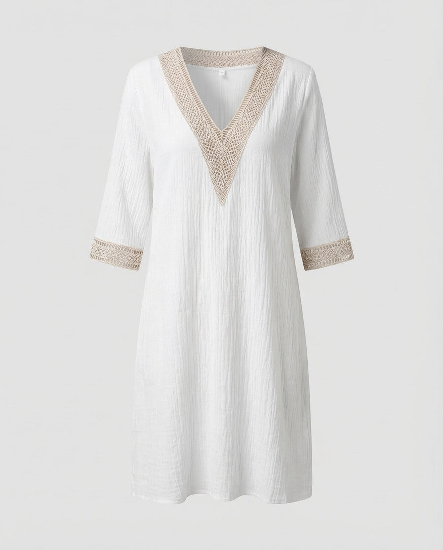 Charlotte Linen Midi Dress in White