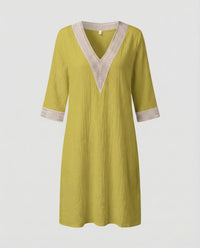 Charlotte Linen Midi Dress in Yellow