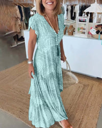 Charlotte™ Elegant V-Neck Dress in Blue