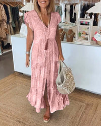 Charlotte™ Elegant V-Neck Dress in Rosa