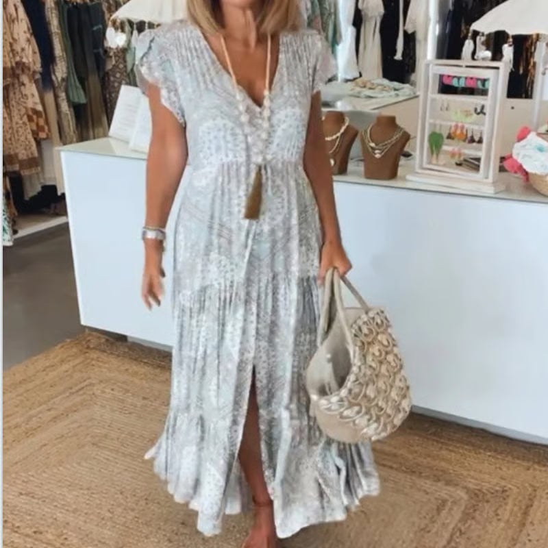 Charlotte™ Elegant V-Neck Dress in White