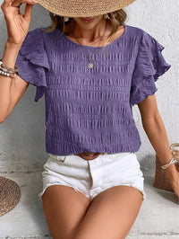 Charmaine™ Light & Breezy Blouse with Fun Ruffles in Purple