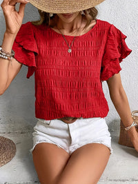 Charmaine™ Light & Breezy Blouse with Fun Ruffles in Red