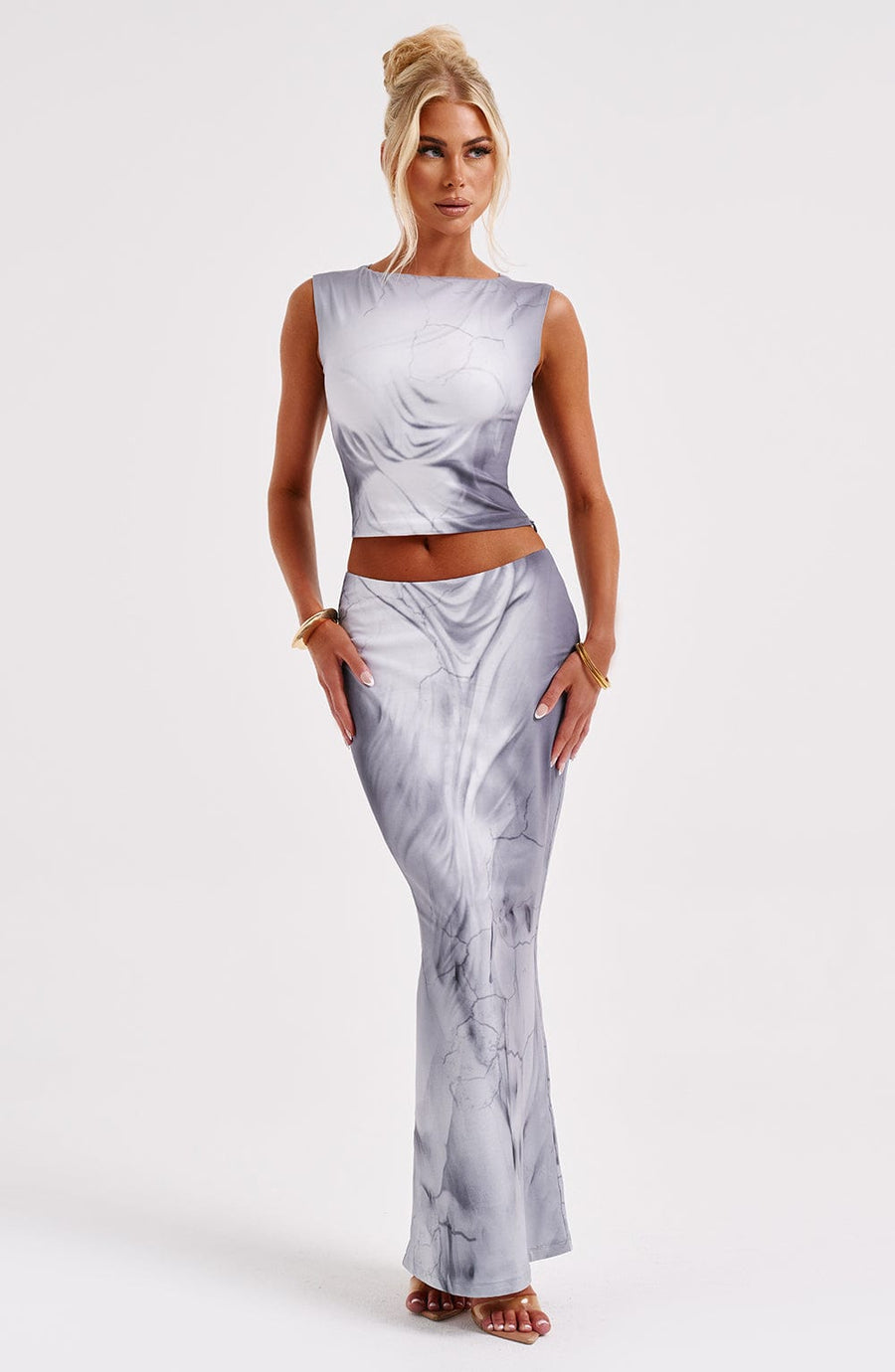 Bianca Maxi Skirt - Grey Body Print