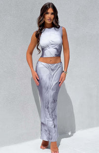 Bianca Maxi Skirt - Grey Body Print