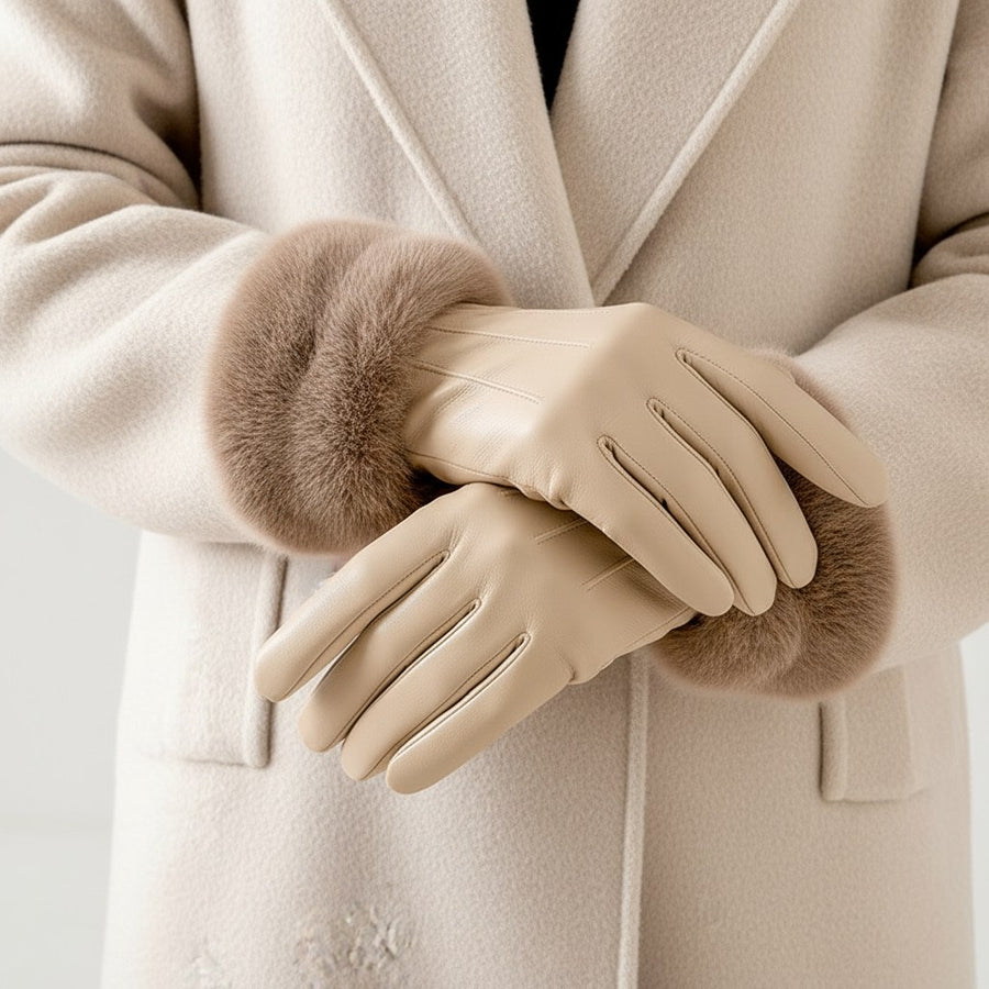 Chelsea Leather Glove in Beige