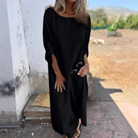 Chiara Casual Maxi Dress in Black