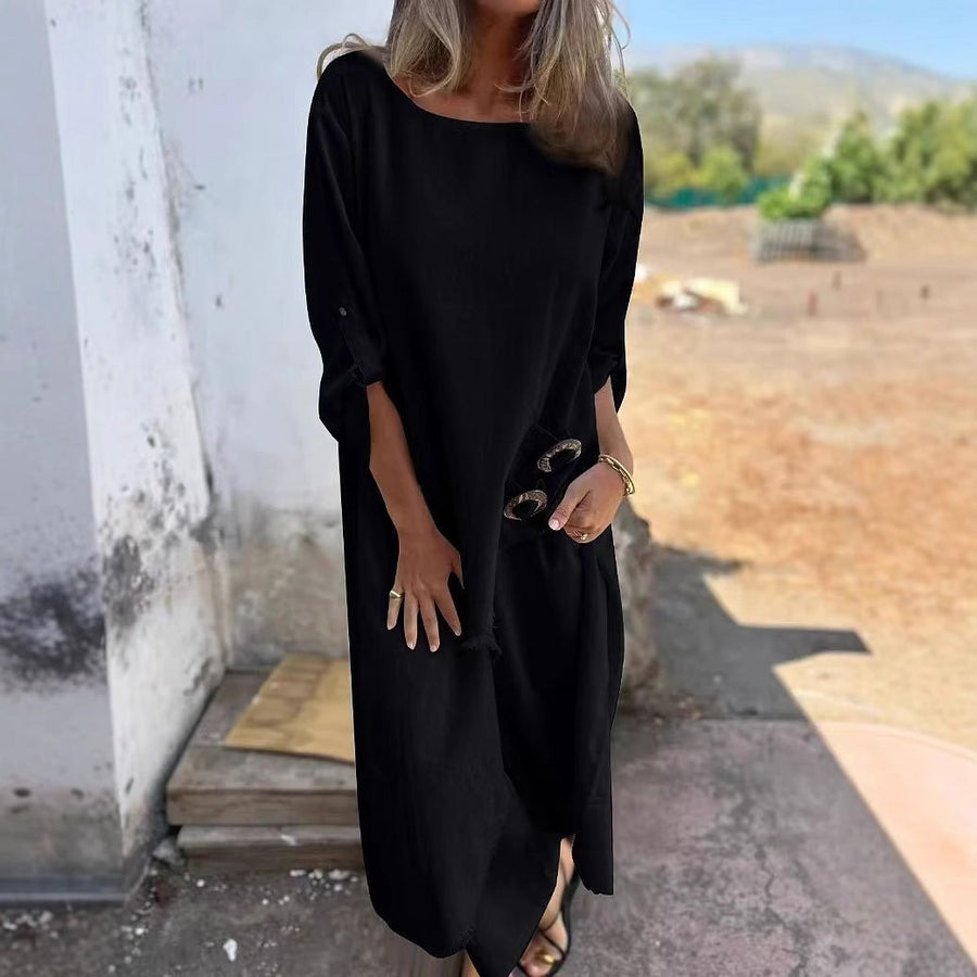 Chiara Casual Maxi Dress in Black