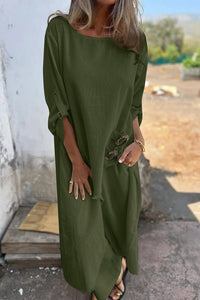 Chiara Casual Maxi Dress in Olive Green