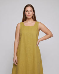 Chiara Elegant Linen Mini Dress with Pockets
