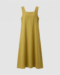 Chiara Elegant Linen Mini Dress with Pockets in Green