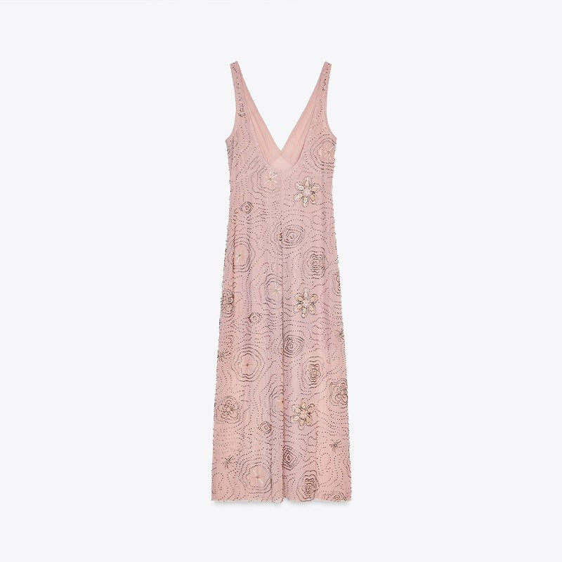 Chiara Elegant Maxi Dress with V-Neck in Purple