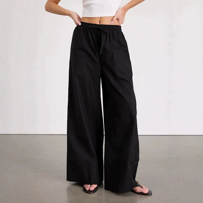 Chiara Linen Trousers with Elastic Waist and Pockets