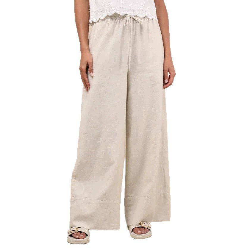 Chiara Linen Trousers with Elastic Waist and Pockets