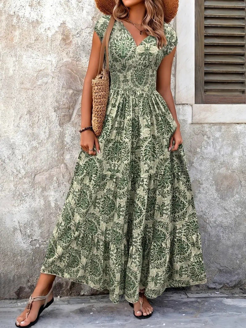 Chiara Vintage Maxi Dress in Patterned