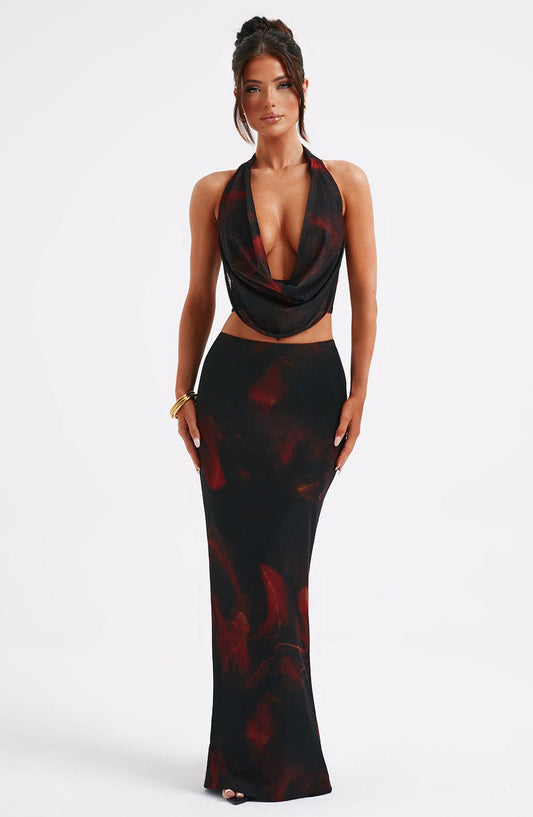 Liliana Maxi Skirt - Fire Print