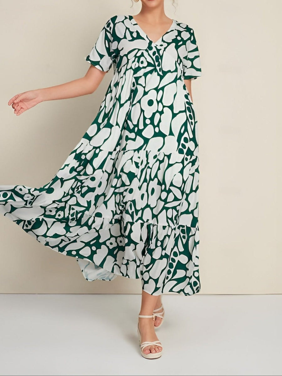 Christine Lightweight and Fluid Summer Dress in Green