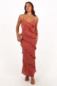 Ciao Ruffle Maxi Dress in Cerulean