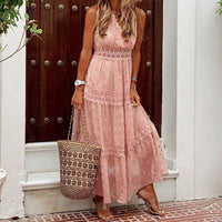 Clara Boho Lace Summer Dress in Pink