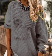 Clara Casual Knit Sweater in Dark Grey