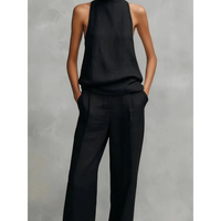 Women's Two-Piece Set High Neck - Wide Leg Trousers