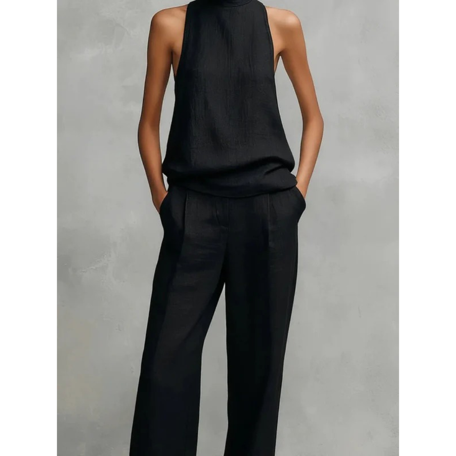 Women's Two-Piece Set High Neck - Wide Leg Trousers