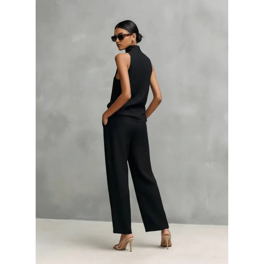 Women's Two-Piece Set High Neck - Wide Leg Trousers