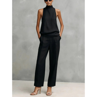 Women's Two-Piece Set High Neck - Wide Leg Trousers