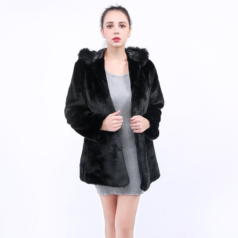 Clara Elegant Coat with Hood in Black