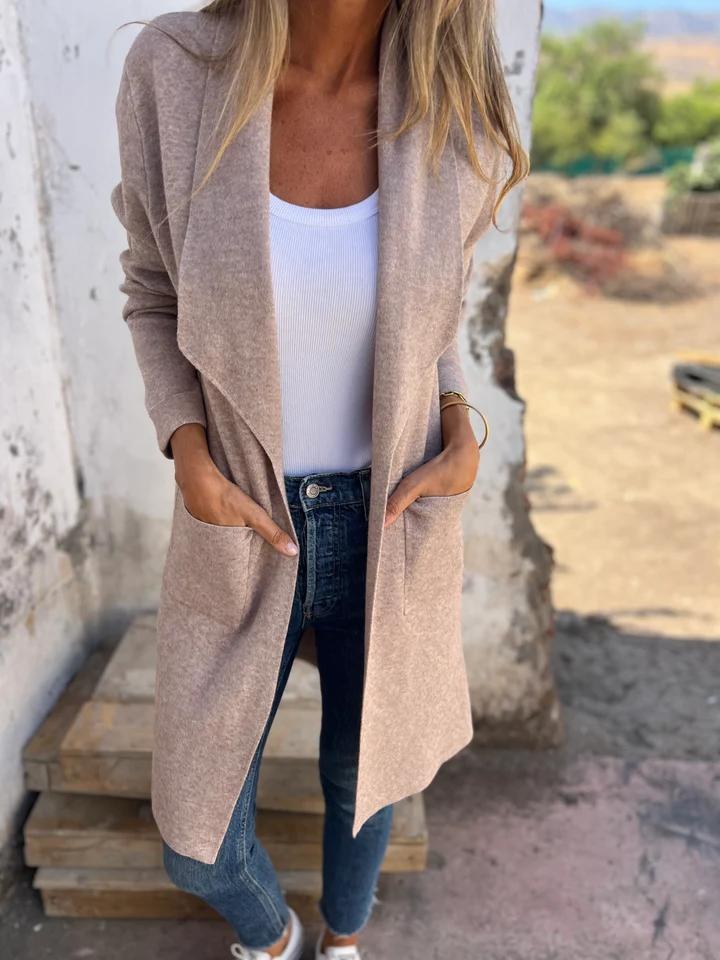 Clara Knit Cardigan with Pockets in Khaki