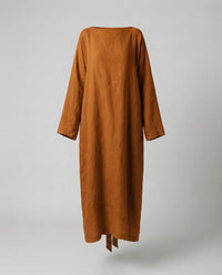 Clara Linen Dress with Oversized in Brown