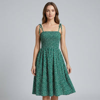 Clara Smocked Mini Dress in Emerald