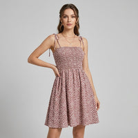 Clara Smocked Mini Dress in Mauve