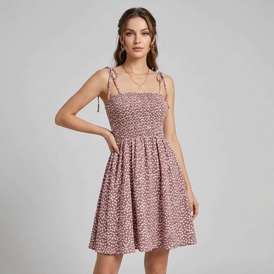 Clara Smocked Mini Dress in Mauve