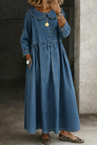 Clara | Peter Pan Collar Relaxed Denim Dress