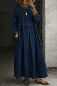Clara | Peter Pan Collar Relaxed Denim Dress