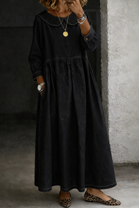 Clara | Peter Pan Collar Relaxed Denim Dress