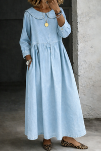 Clara | Peter Pan Collar Relaxed Denim Dress
