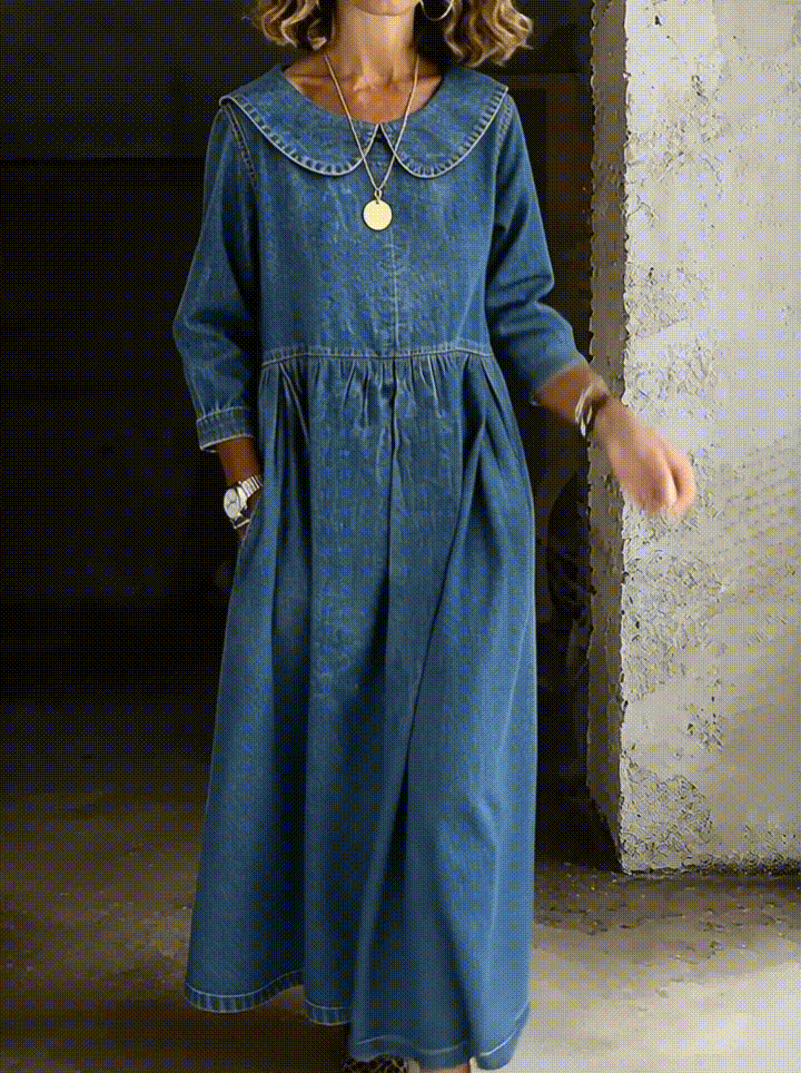Clara | Peter Pan Collar Relaxed Denim Dress