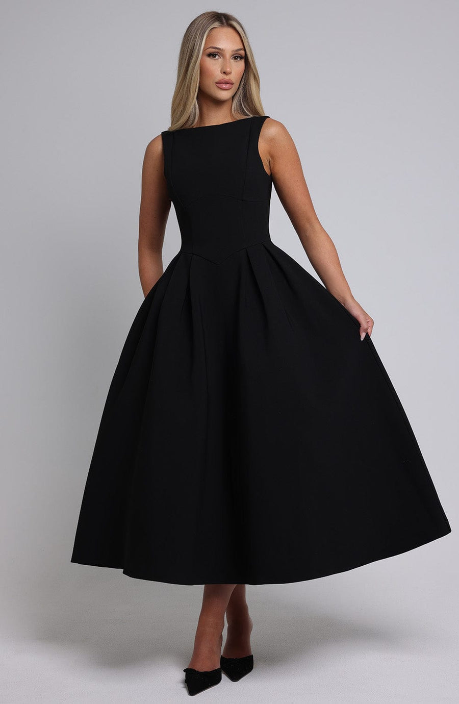 Regine Midi Dress – Black