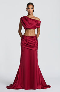 Iona Maxi Skirt in Burgundy