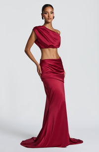 Iona Maxi Skirt in Burgundy