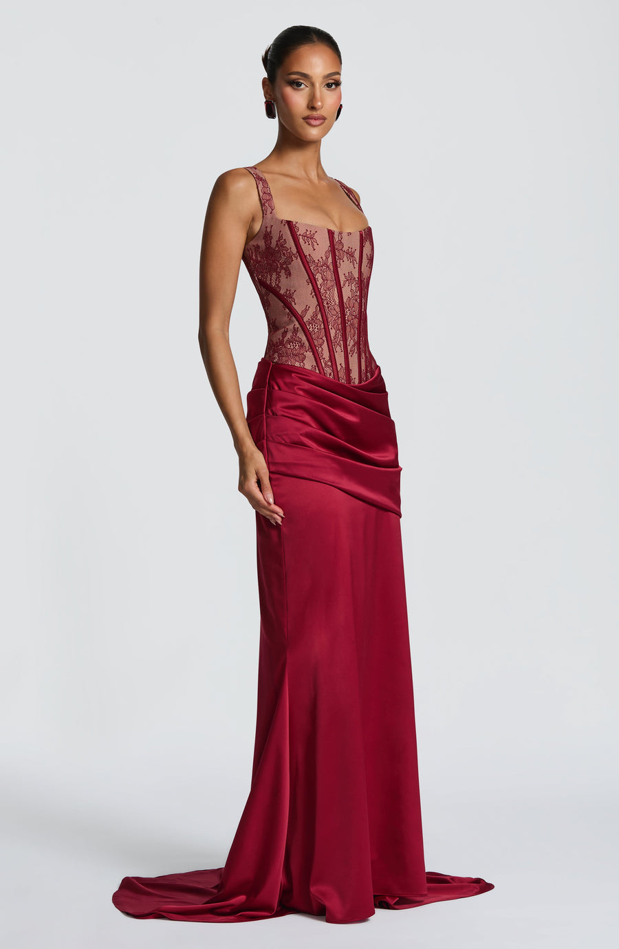 Iona Maxi Skirt in Burgundy