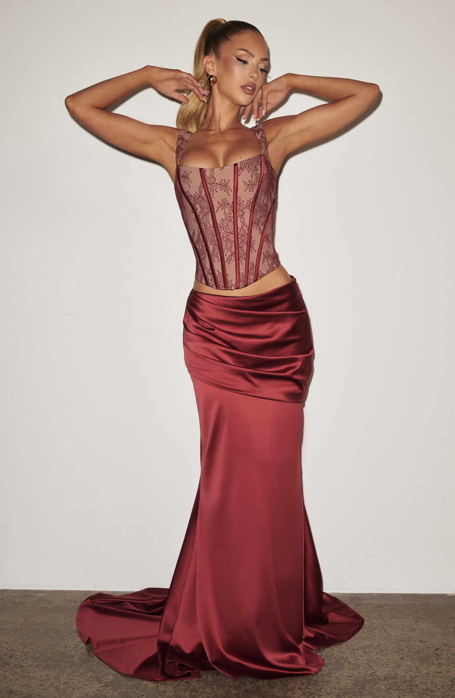 Iona Maxi Skirt in Burgundy