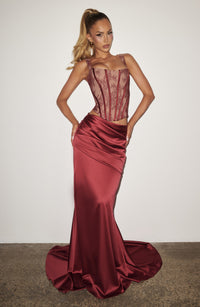 Iona Maxi Skirt in Burgundy