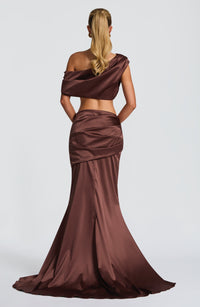 Iona Maxi Skirt in Plum Brown