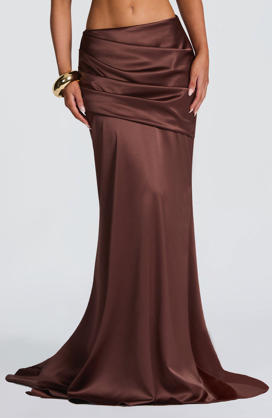Iona Maxi Skirt in Plum Brown